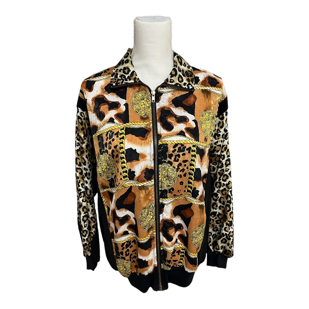 Silver Threads Size Small Leopard & Cheetah Vintage Bomber Jacket